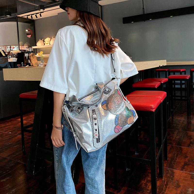 Large-capacity Soft Leather Hot Drilling Single-shoulder Diagonal Bag