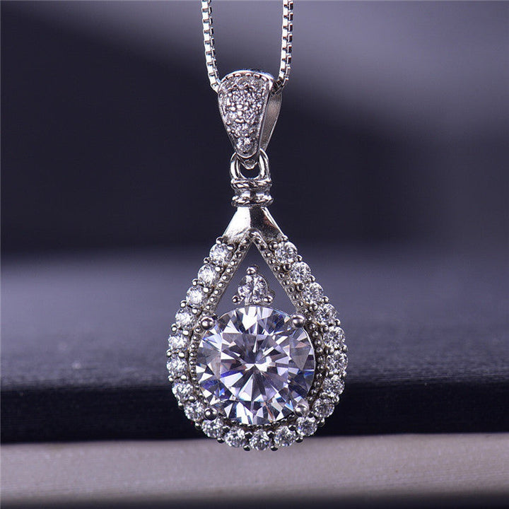 Women's Fashion Sterling Silver Moissanite Diamond Pendant Necklace