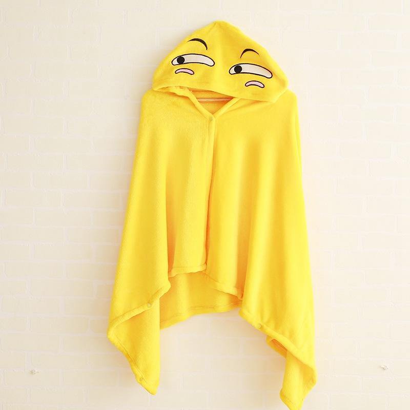 110x145cm Plush Toy Funny Expression Cloak Cape Shawl Coral Fleece Air Conditioning Blanket