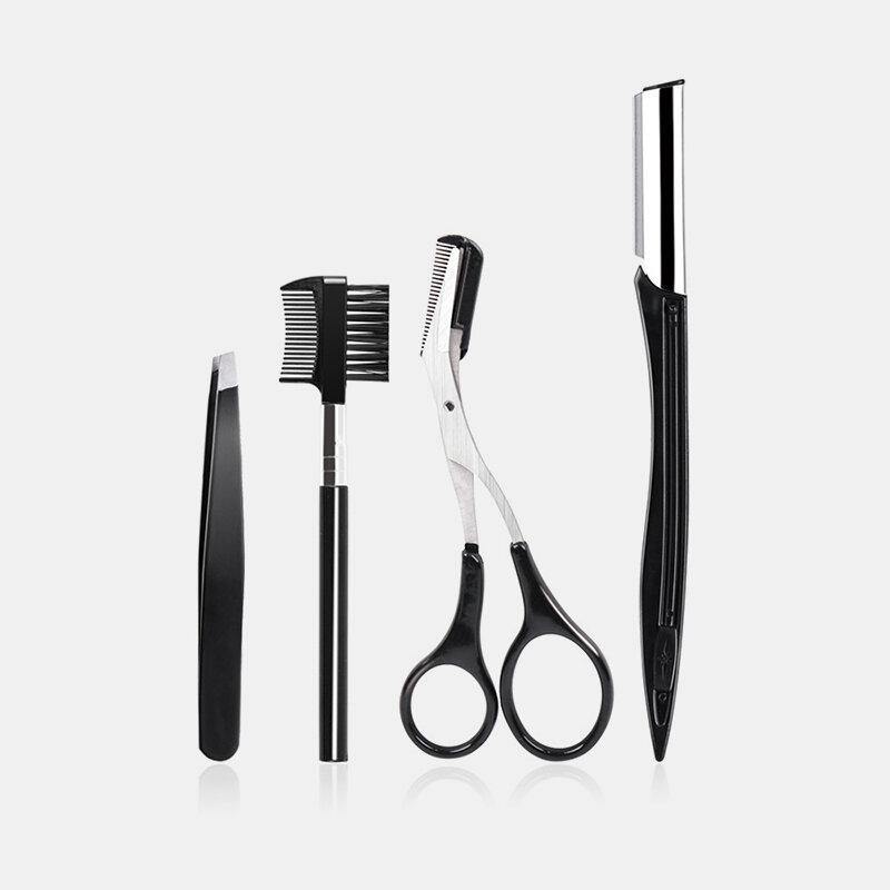 4 pcs Eyebrow Trimmer Suit Stereoscopic Cutting Eyebrow Skin Care Clip Comb for Girls - MRSLM