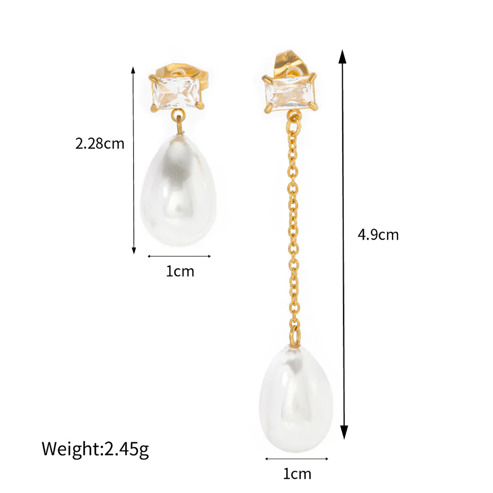 18K PVD Stainless Steel Light Luxury Pearl Earrings