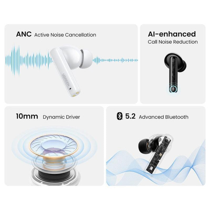 HiTune T3 ANC Wireless Earbuds - Bluetooth 5.2, Active Noise Cancellation, In-Ear Headset