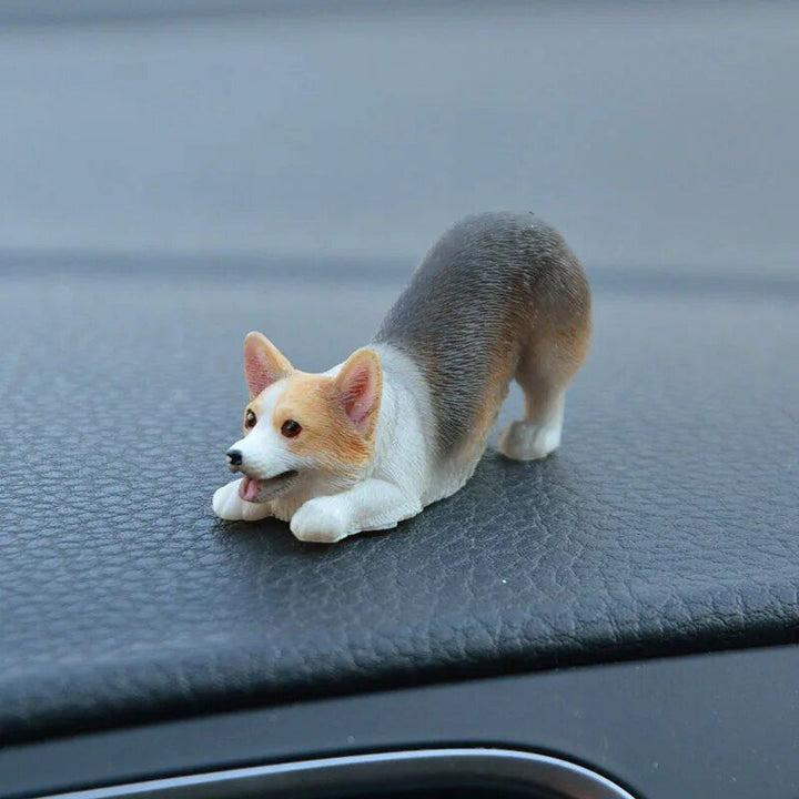 Cute Corgi Dashboard Ornament - Mini Resin Puppy Car Decor