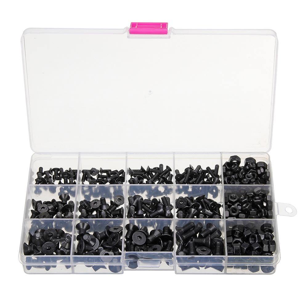 Suleve‚Ñ¢ MXCH 480Pcs M3/M4/M5 Carbon Steel Screw 10.9 Grade Hex Socket Flat Head Bolt Nut Assorment - MRSLM