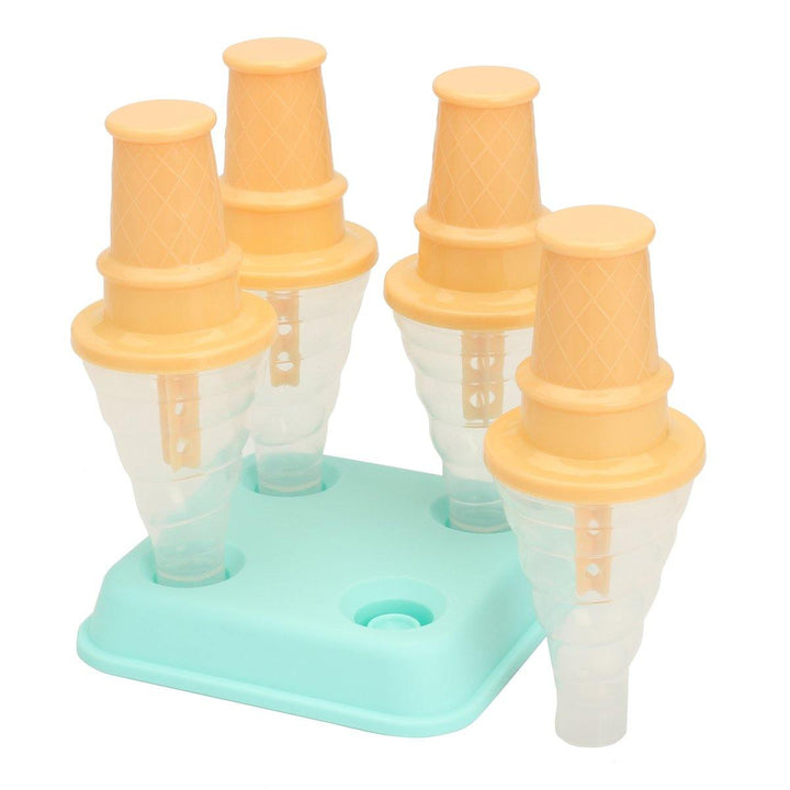 4-Cavity Frozen Ice Cream Pop Mold Popsicle Stick Juice Maker Lolly Mould Tray Kitchen DIY