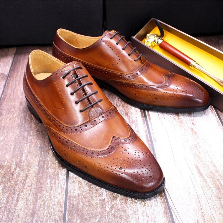 Men's Classic Japanese Leather Shoes Brogue Carved Hollow