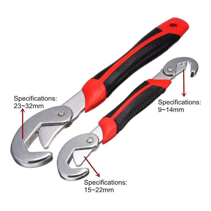 2Pcs 9-32mm Universal Hand Adjustable Wrench Set Spanner Pipe Bolt Nut Snap Multifunction