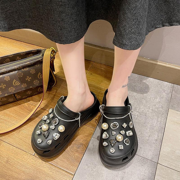 Hole Shoes Women's Summer Thick-soled Increased Outer Wear Baotou Slippers