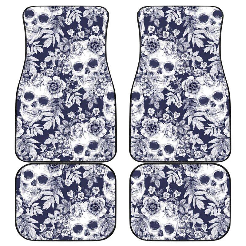 Chic Skull Floral Car Floor Mats