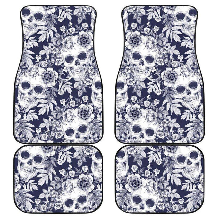 Chic Skull Floral Car Floor Mats