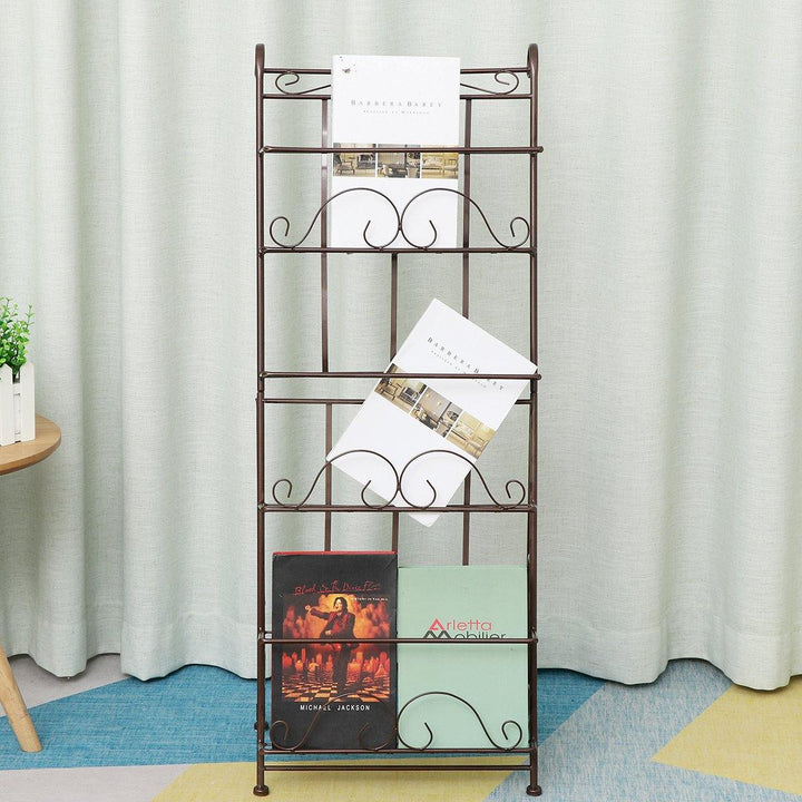 3 Layers Dimensional Bookshelf Magazine Newspaper Rack Landing Iron Art Creative Publicity Display Shelf for Home Art Decoration