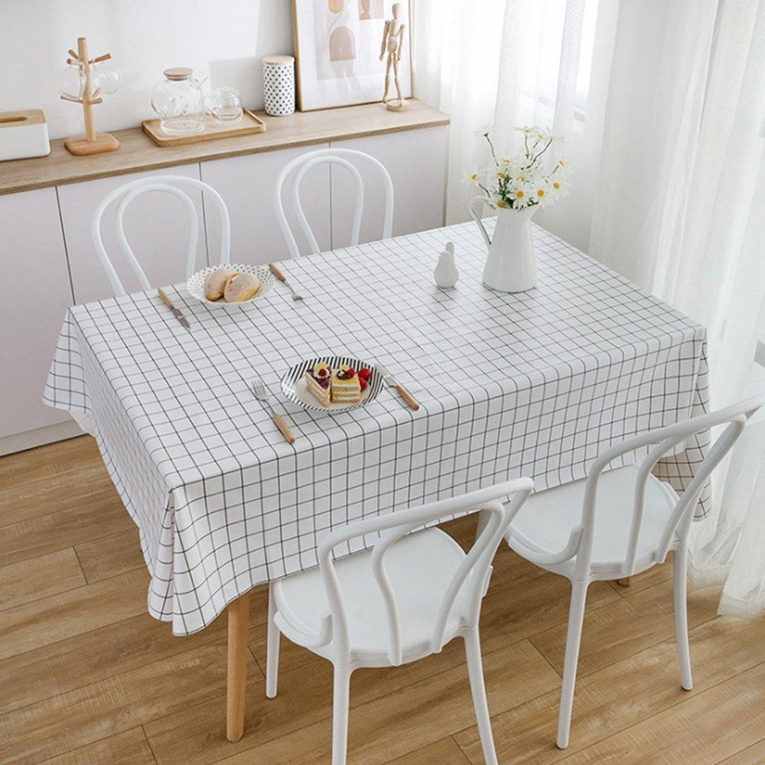 1 PCS Table Cloth Linen Tablecloth Dust proof Rectangle Table Cover Slip Resistant Simple Plaid Table Cover 140x220cm