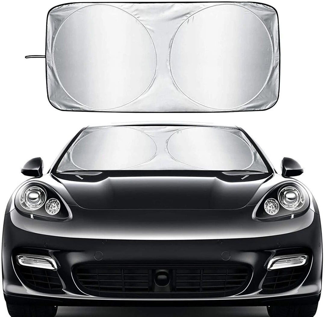 Compact Silver-Coated Car Sunshade ‚Äì UV Heat Shield & Windscreen Protector