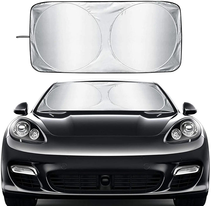 Compact Silver-Coated Car Sunshade ‚Äì UV Heat Shield & Windscreen Protector