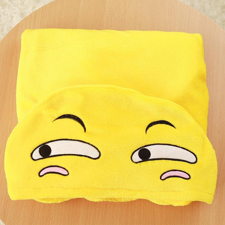 110x145cm Plush Toy Funny Expression Cloak Cape Shawl Coral Fleece Air Conditioning Blanket