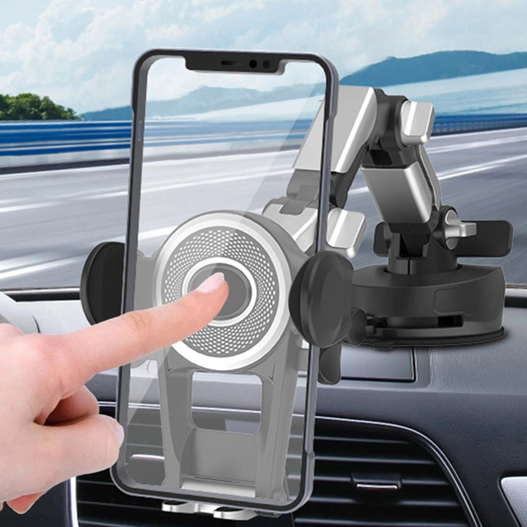 Universal 360¬∞ Rotating Car Phone Holder with Suction Cup & Retractable Number Plate Design