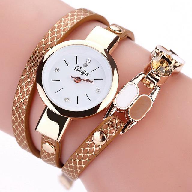 DUOYA DY106 Fashionable Women Bracelet Watch Vintage Leather Strap Quartz Watch