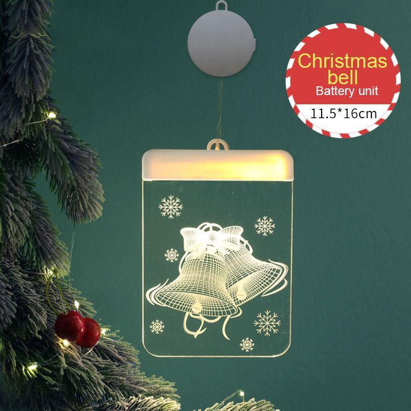 Creativity Christmas Decoration USB Lights LED Battery Lights Bells Elk String Lights 3D Acrylic Board Hanging Lights - MRSLM