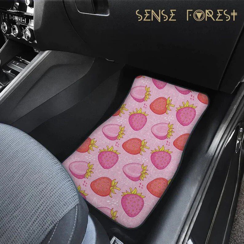 Cute Strawberry Print Car Floor Mat