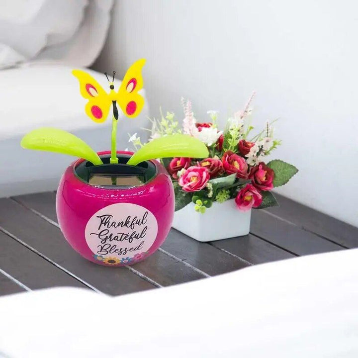 Sunny Bloom Solar-Powered Dancing Flower & Butterfly Bobblehead