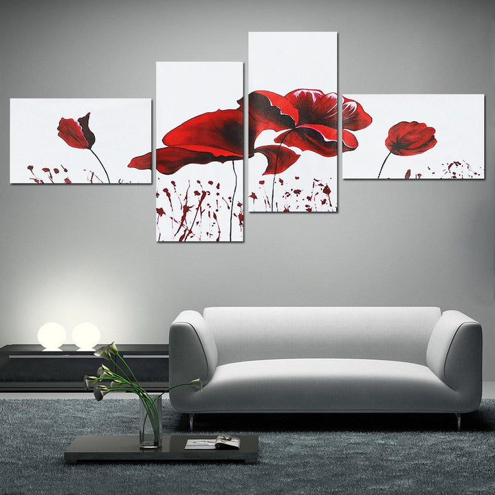 4PCS Geometric Flower Canvas Art Print Paint Wall Picture Poster Mural DIY Decorations