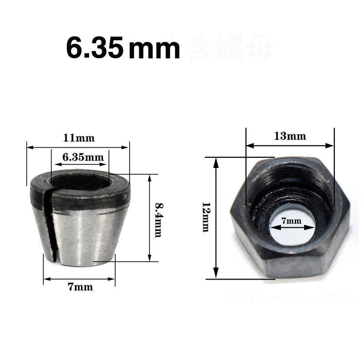 1Pc 3Pcs Collet 6mm 6.35mm 8mm Collets Chuck Engraving Trimming Machine Electric Router Milling Cutter Accessories - MRSLM