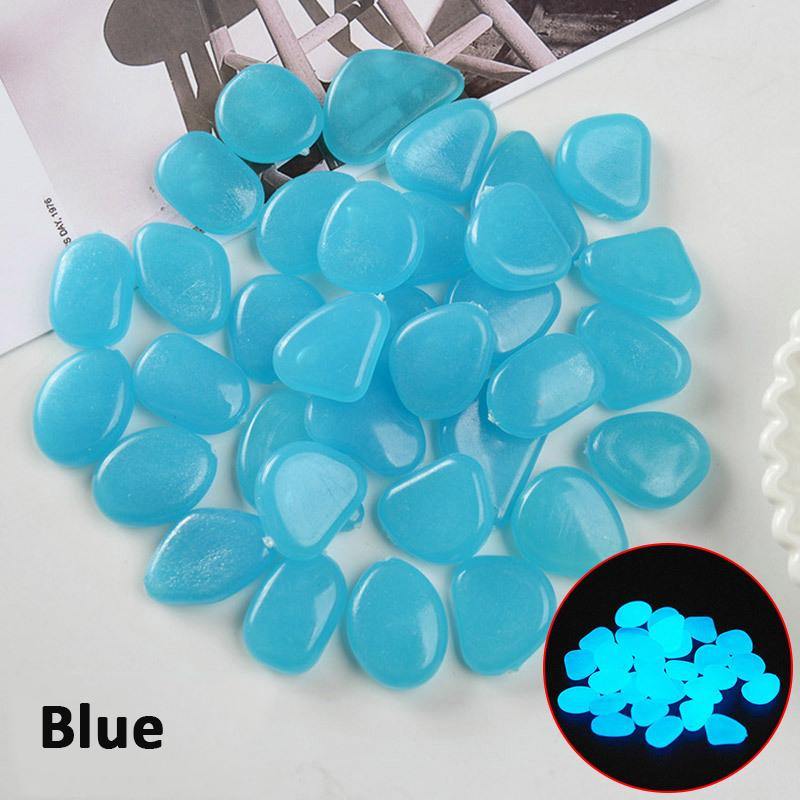 100pcs Luminous Garden Pebbles Gardening Luminous Glow Stones Outdoor Decoration - MRSLM