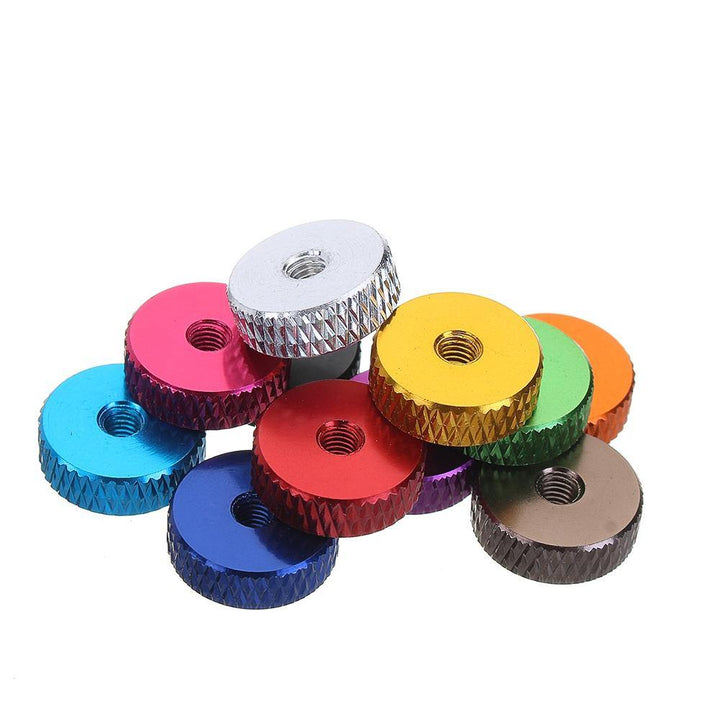 Suleve M3AN11 10Pcs M3 Manual Knurled Thumb Screw Nut Spacer Flat Washer Aluminum Alloy Multicolor