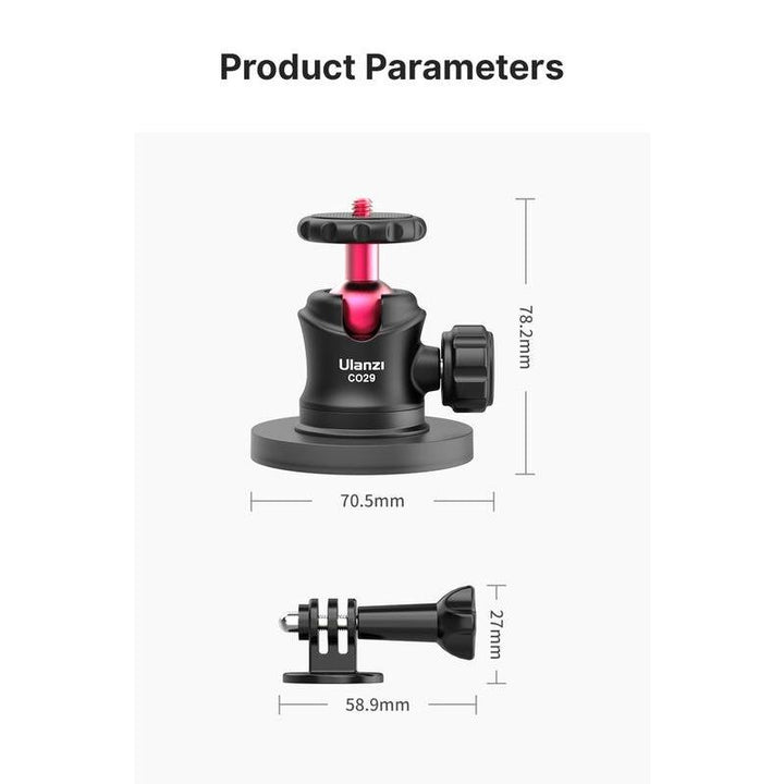 Magnetic Tripod Ball Head with Cloud Terrace Base for Action Cameras and Smartphones