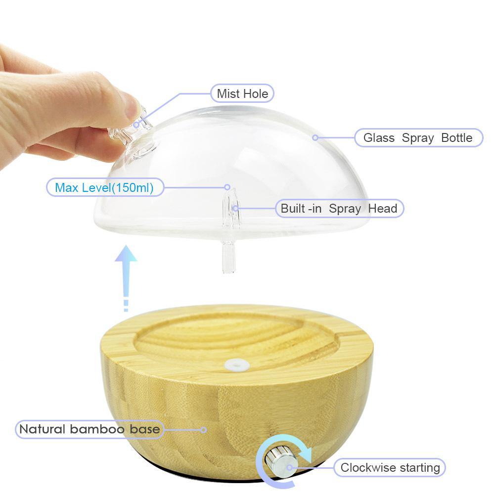 Glass Ultrasound Aroma Diffuser Household Ultrasound Humidifier Bedroom Essential Oil Aromatherapy Machine