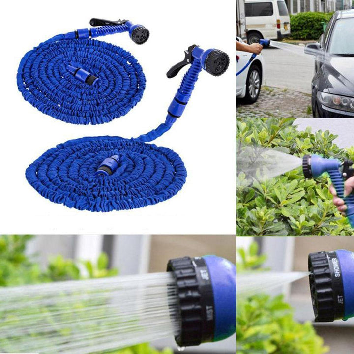 25-200FT EU/US Standard Expandable Magic Blue Flexible Garden Water Hose Car Hose Pipe Connectors Plastic Hose Garden Watering Sets w/ Water Shower