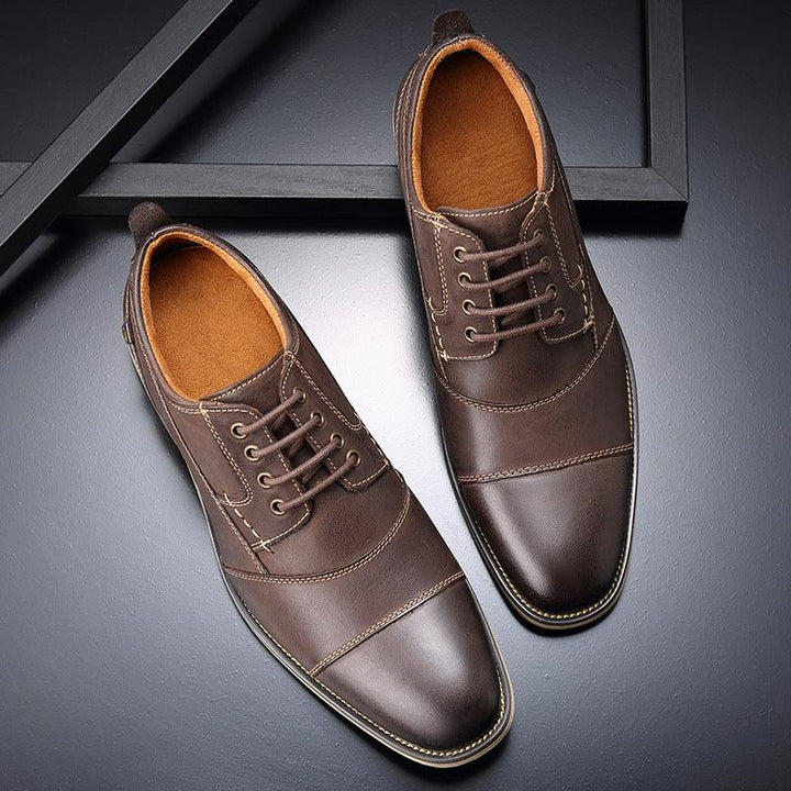 Men's Leather Lace-up Casual Shoes for Everyday Wear