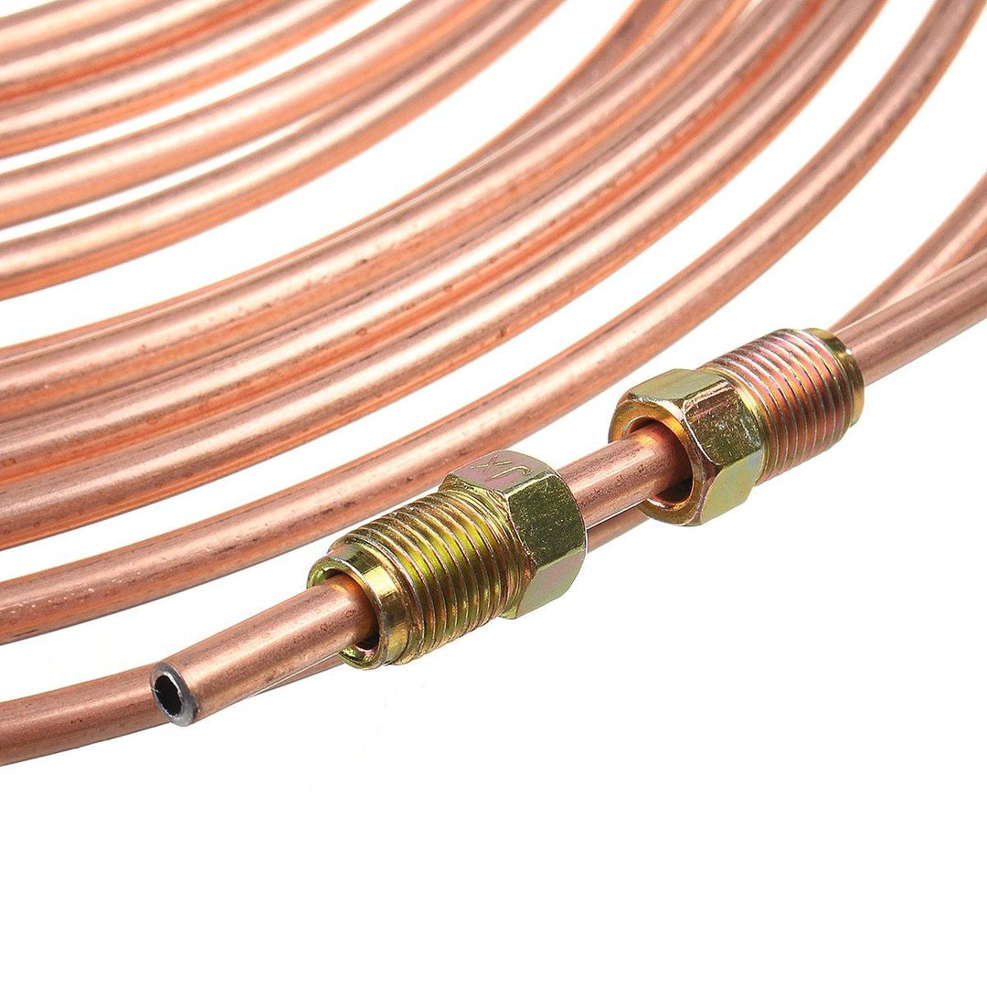 25ft Copper Brake Line Pipe Hose Kit 10 Male & 10 Female Nuts Joiner Joint 3/16 Union