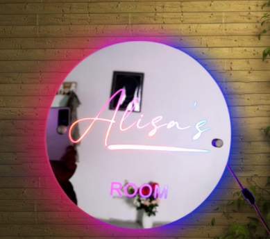 Personalized Name Mirror Light For Bedroom LED Light Up Mirror For Wall Custom Photo Christmas Valentine's Day Wedding Gifts