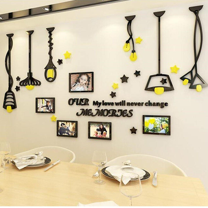 3D Acrylic DIY Photo Frame Wall Sticker Decal Art Office Bedroom Home Decorative