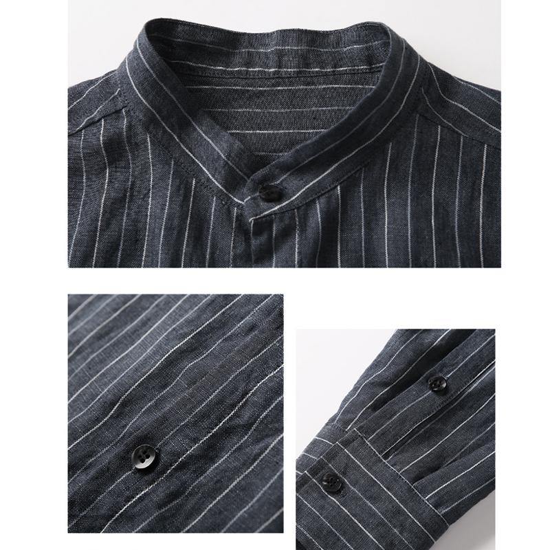 INCERUN Mens Vertical Striped Printing Spring Autumn Shirts