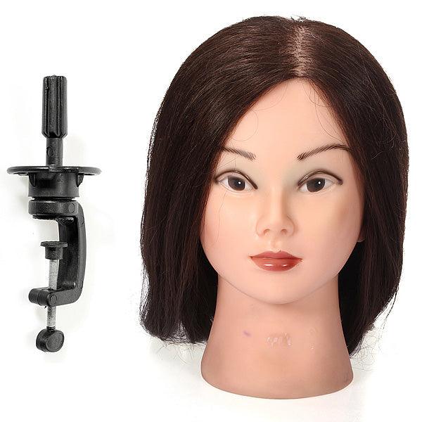 18 inch Long Real Human Hair Practice Models Hairdressing Training Head with Clamp - MRSLM