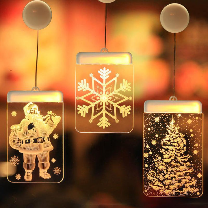 Creativity Christmas Decoration USB Lights LED Battery Lights Bells Elk String Lights 3D Acrylic Board Hanging Lights