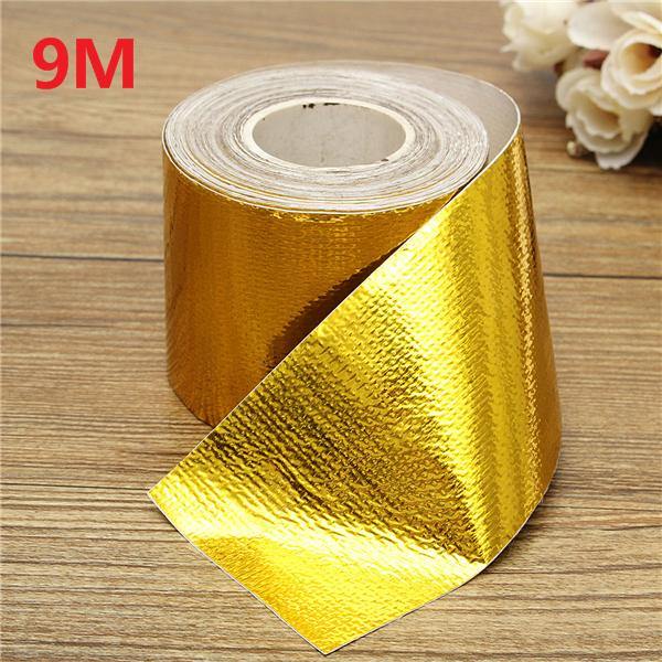 9mx5cm Adhesive Reflective Gold High Temperature Heat Shield Wrap Tape Roll