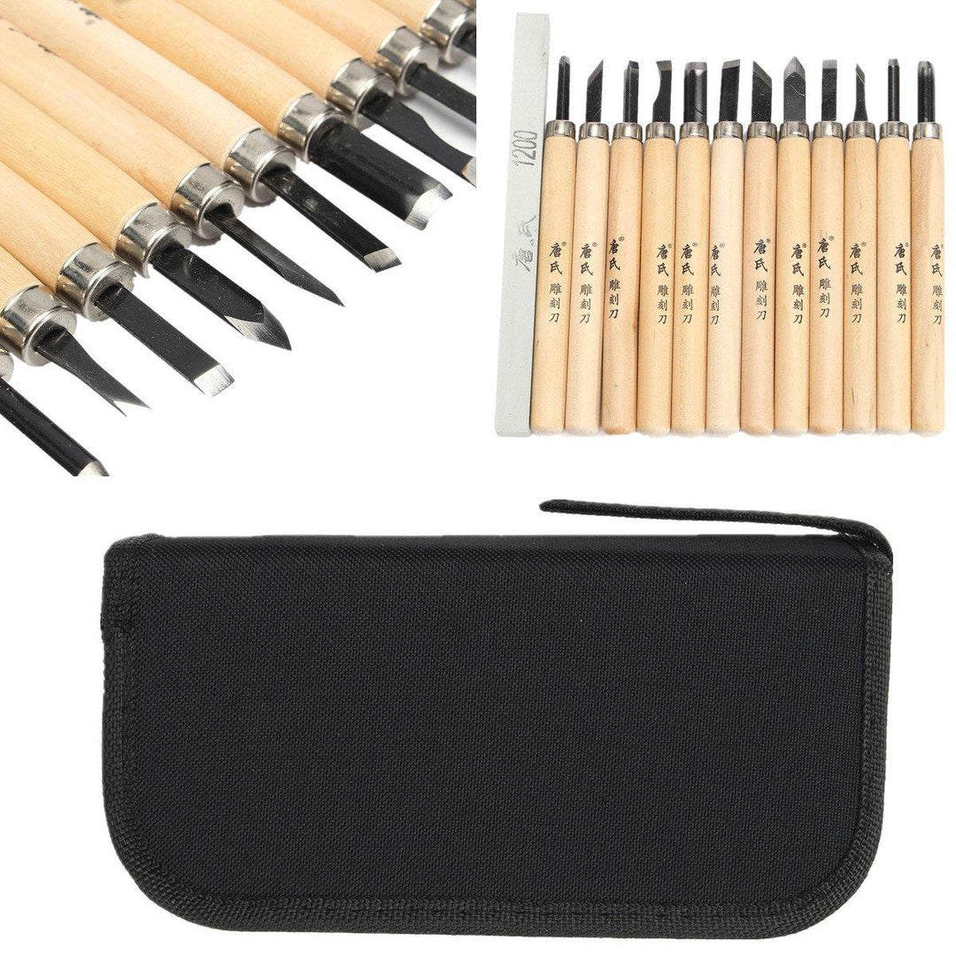 12Pcs Wood Carving Hand Chisel Tool Set Wood Working Professional Gouges + Case