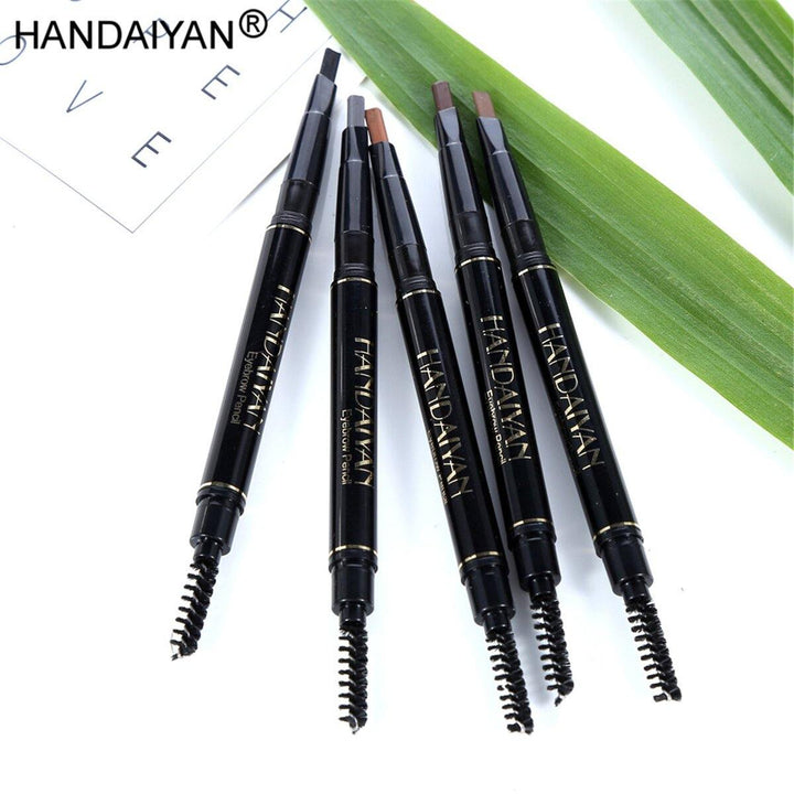 5 Colors Automatic Rotating Double-headed Waterproof Non-blooming Triangle Eyebrow Pencil