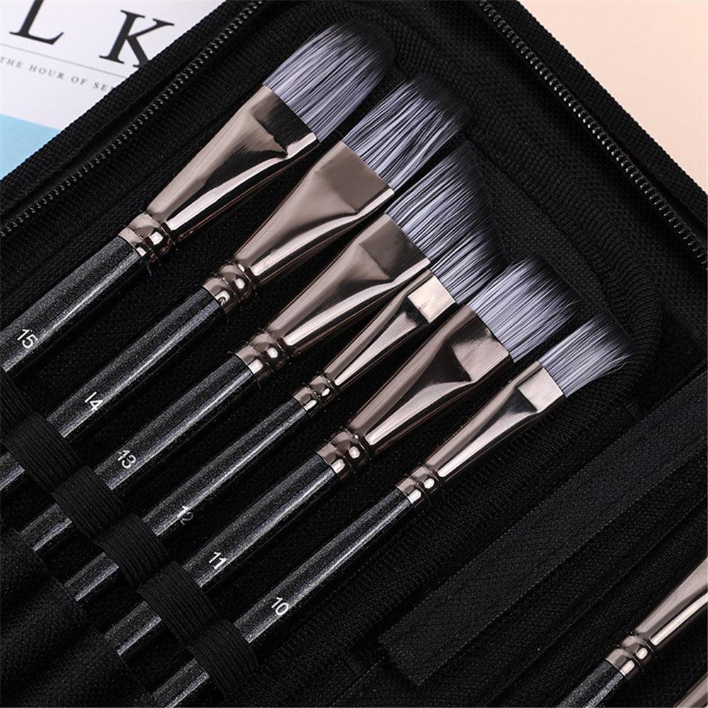 17Pcs Paint Brush Set Includes Pop-up Carrying Case with Palette Knife and 1 Sponges for Acrylic Oil Watercolor Gouache Painting