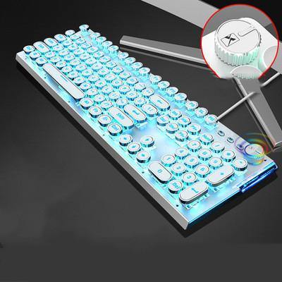 Mechanical Keyboard 104 Anti-ghosting Luminous Blue Black Red Brown Switch LED Backlit wired Gaming Keyboard - MRSLM