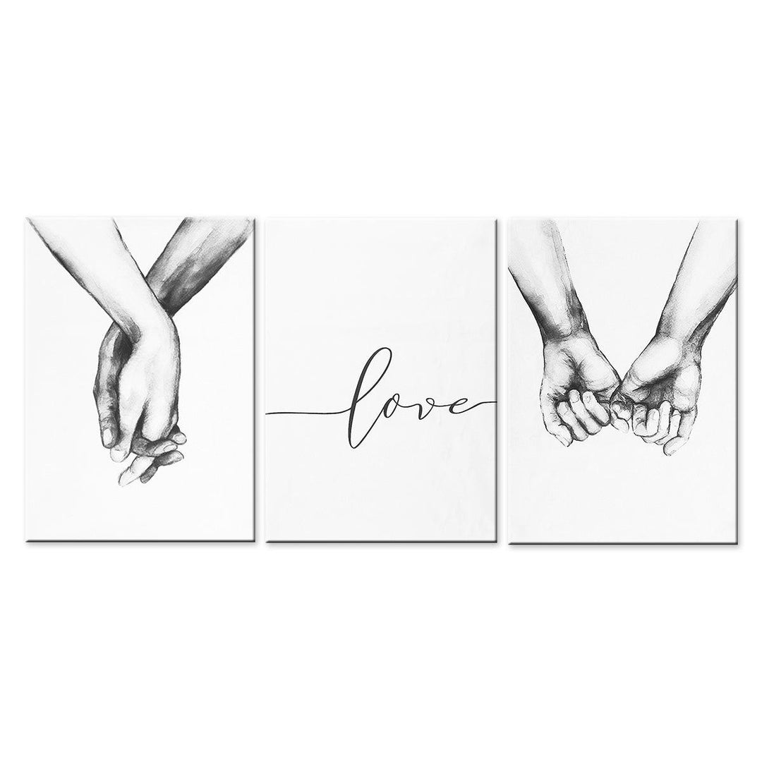 3pcs Hand in Hand Love Canvas Painting Abstract Sketch Art Hanging Painting Living Room Studio Decoration Painting