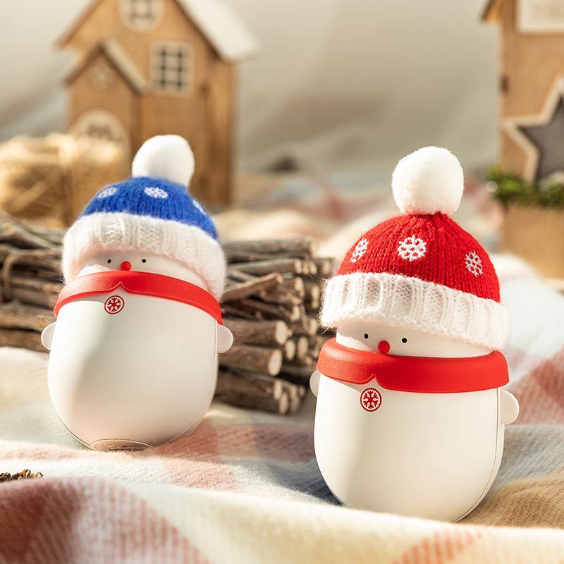 Christmas Snowman Portable Mini 2 in 1 Hand Warmer Power Bank 2 Gear 6000/10000mAh Long Battery Life USB Charging Double-sided Heating Electric Warming Treasure