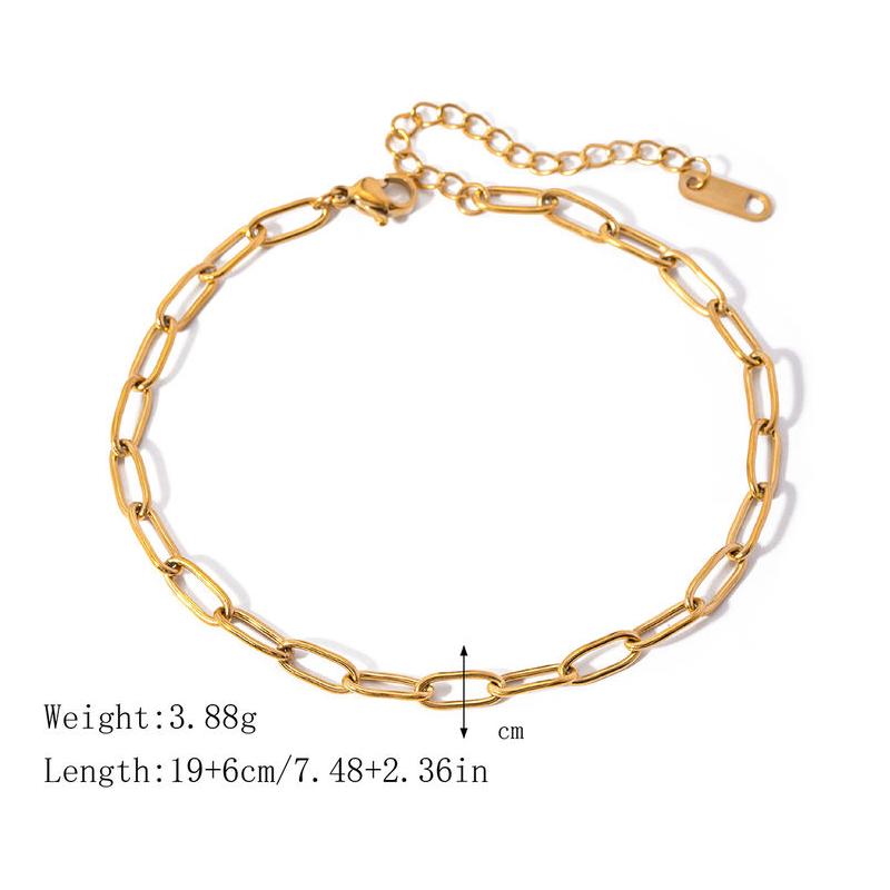 18K Gold Plated Stainless Steel Paper Clip Chain Anklet