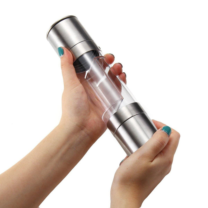 2 in 1 Premium Stainless Steel Glass Salt & Pepper Mill Grinder Kitchen Accessories