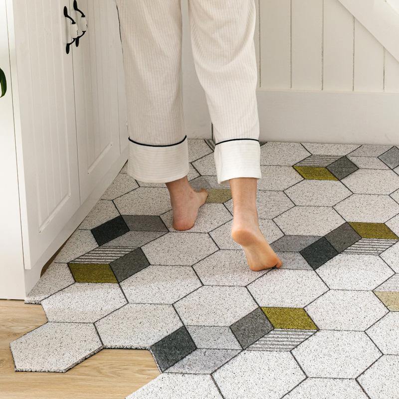 Non-slip Washable Hexagon Printed Custom Cut Doormat Carpet - MRSLM