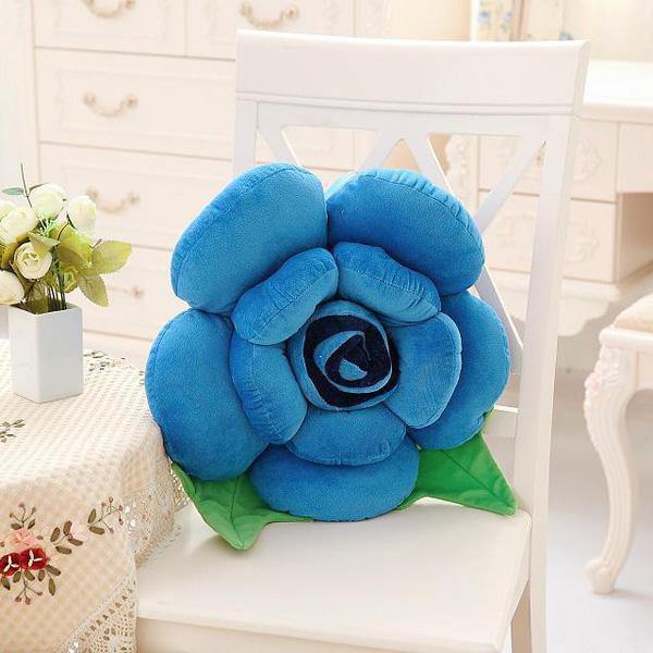 3D Colorful Rose Flowers Throw Pillow Plush Sofa Car Office Back Cushion Valentines Gift - MRSLM