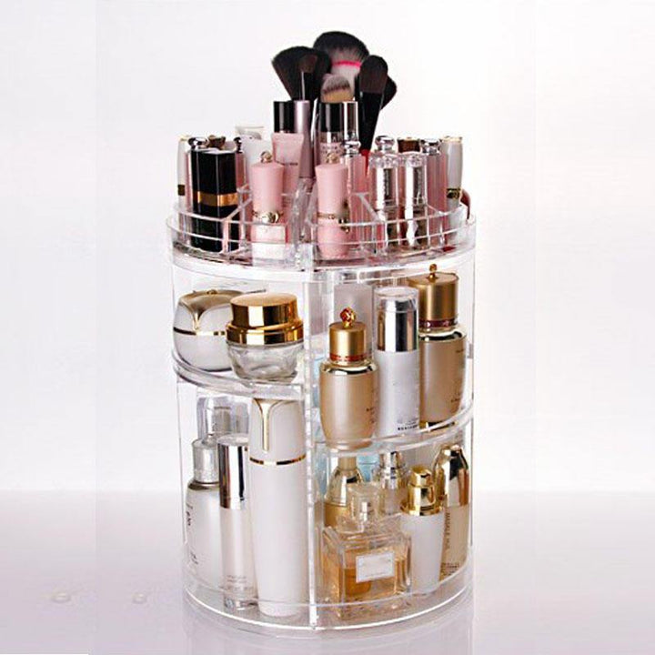 3 Tier Acrylic Cosmetic Makeup Jewelry 360¬∞ Rotating Storage Organizer Case